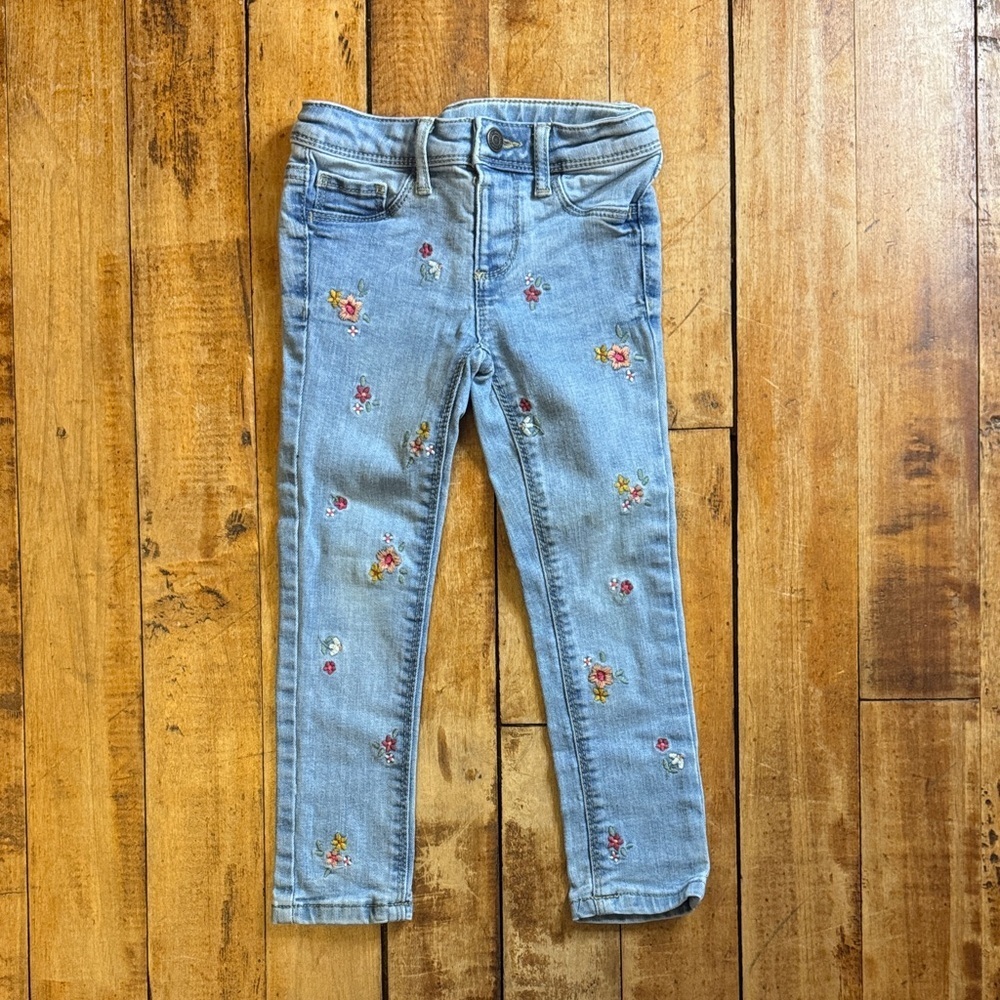 Jumping Beans Jeans 4T floral Embroidered skinny jeans boho